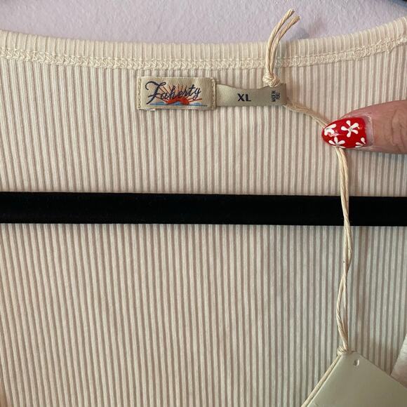 NWT Faherty Women's size XL White Freestyle Ribbed Knit Tee Scoop Neck Cotton - Picture 3 of 11